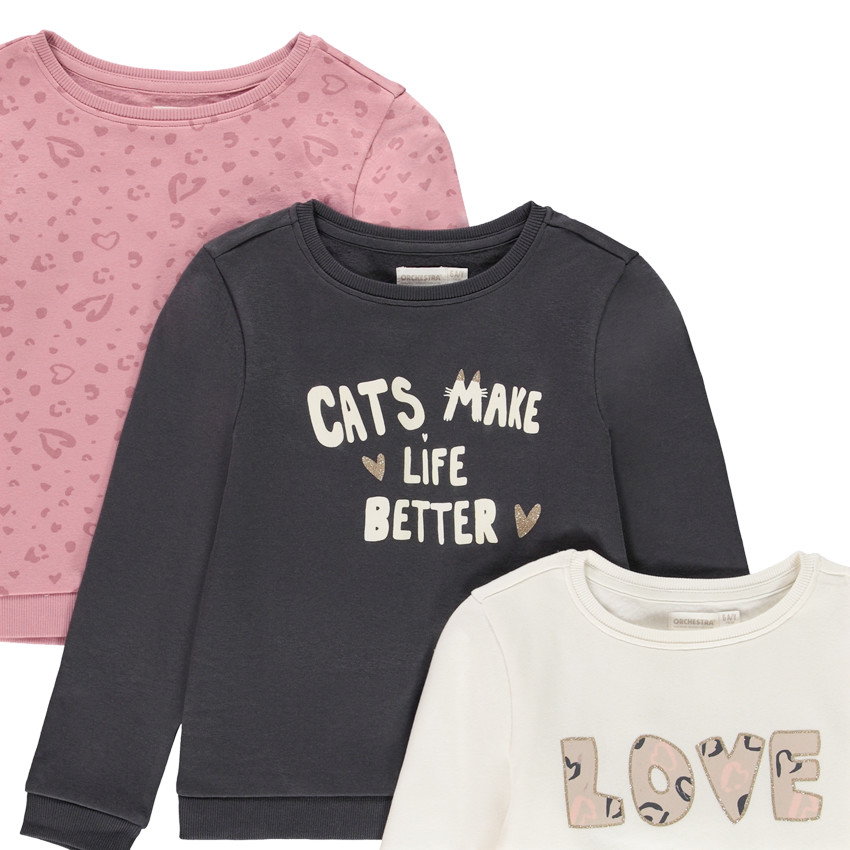 Lote de 3 sudaderas fantasía de felpa para niña 