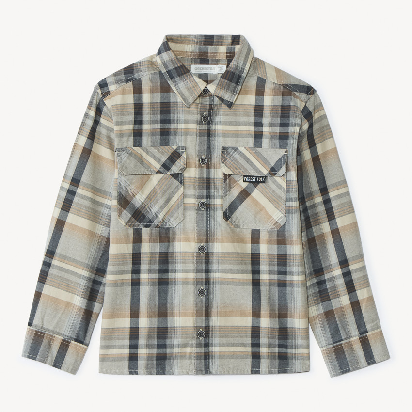 Camisa de cuadros de manga larga para niño 