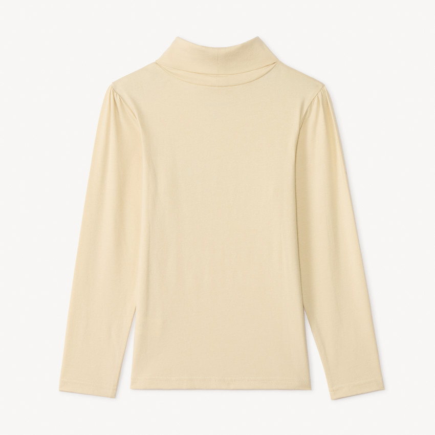 Camiseta interior de cuello alto con lazo efecto pétalos 3D para niña 