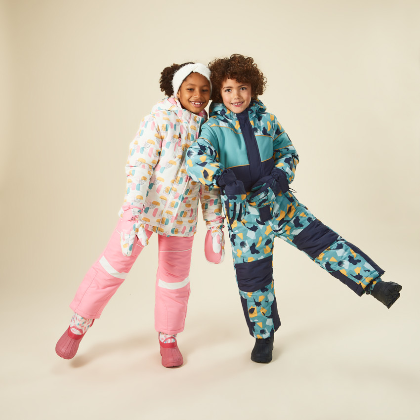 Blouson de ski à capuche amovible et imprimé graphique pour fille 