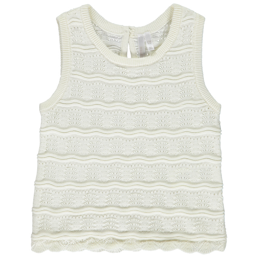 Camiseta sin mangas lisa de punto calado para niña bebé 