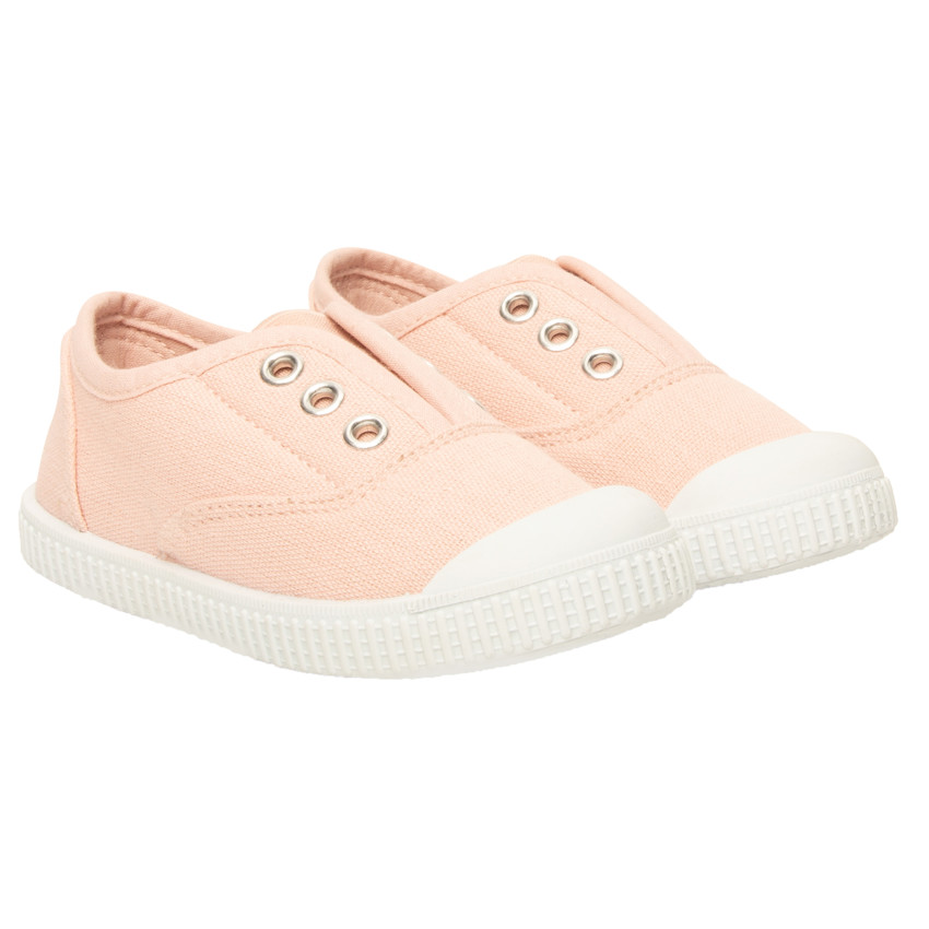Zapatillas bajas de lona sin cordones - Nude 
