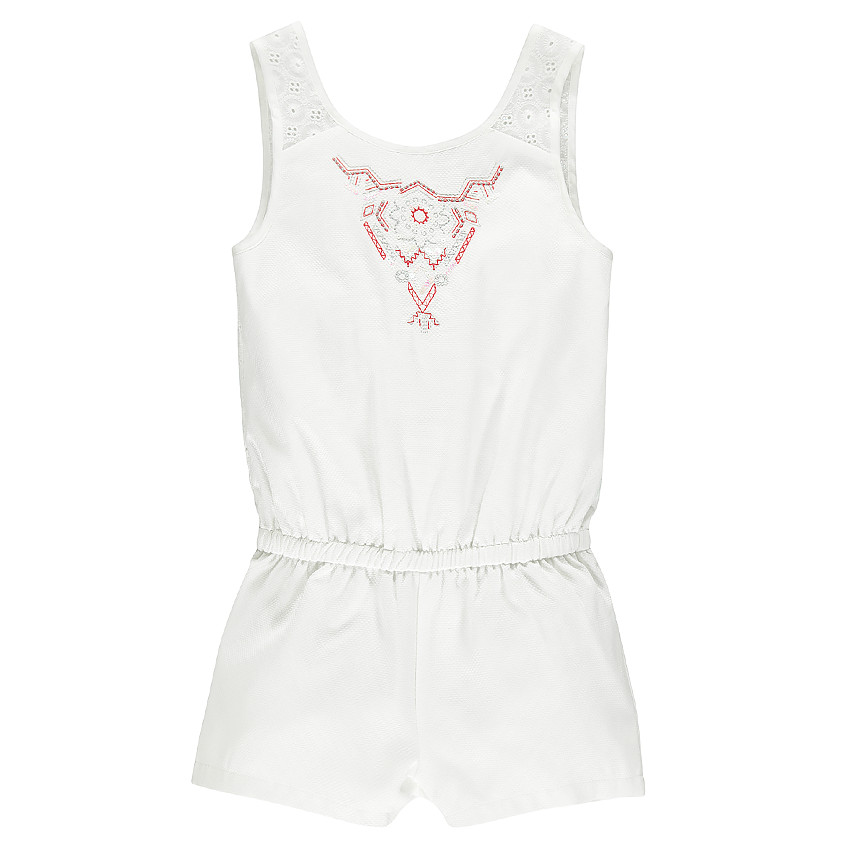 Combishort sin mangas de gasa de algodón con estampado de jacquard 