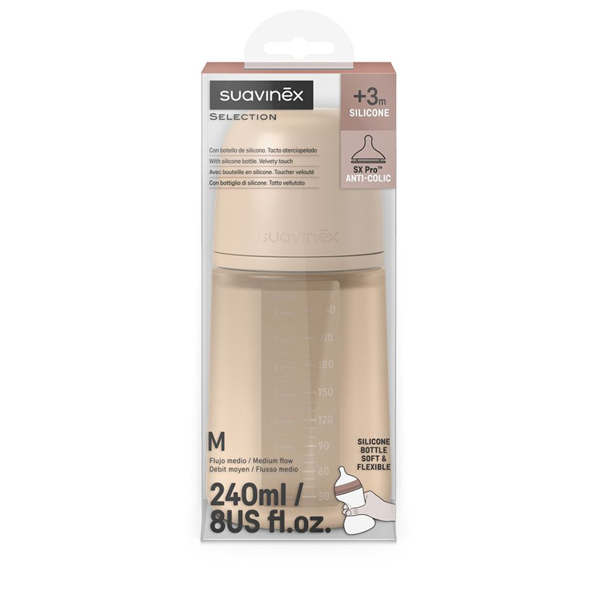 Biberón silicona Colour Essence 240ml beige 