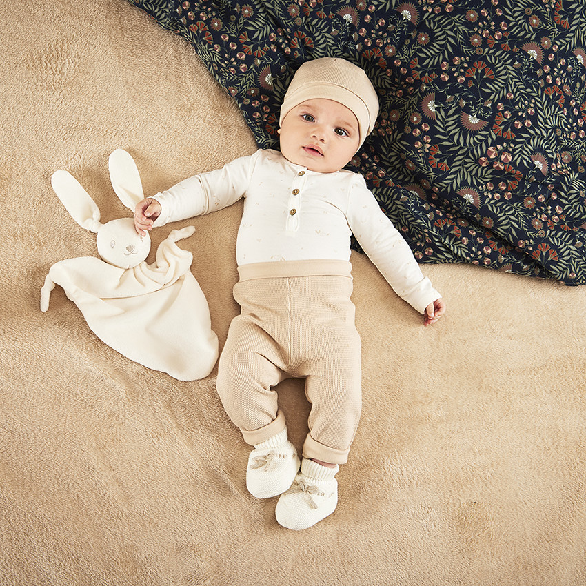 Conjunto 3 piezas bebé en jersey y nido de abeja 