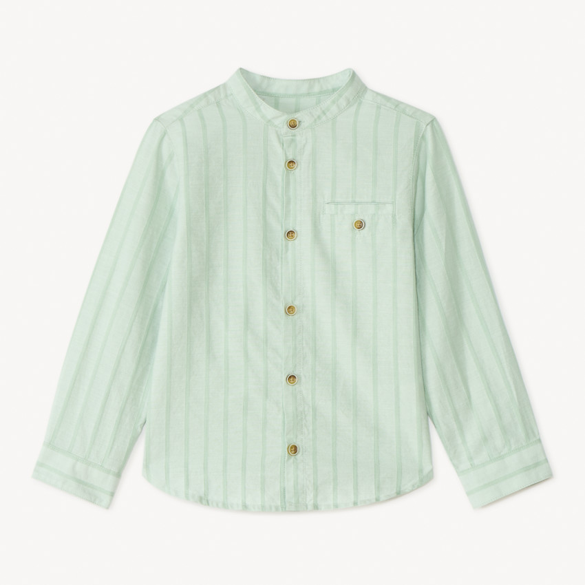 Camisa de manga larga a rayas con cuello mao para niño 