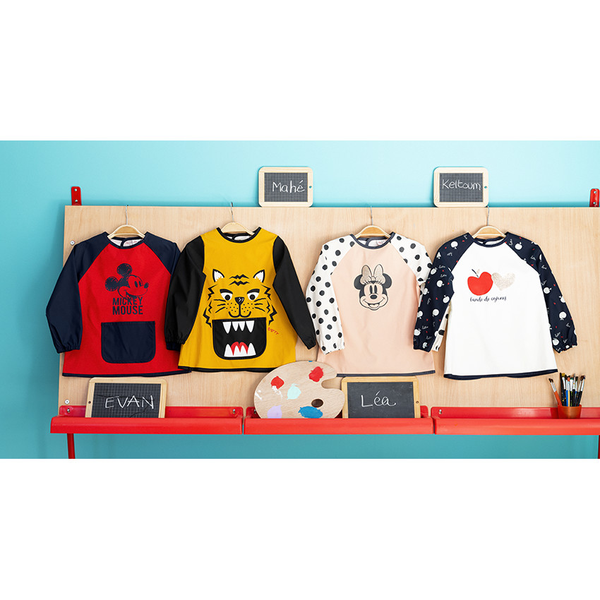 Delantal de tela con estampado de Mickey Disney con bolsillo para niño 