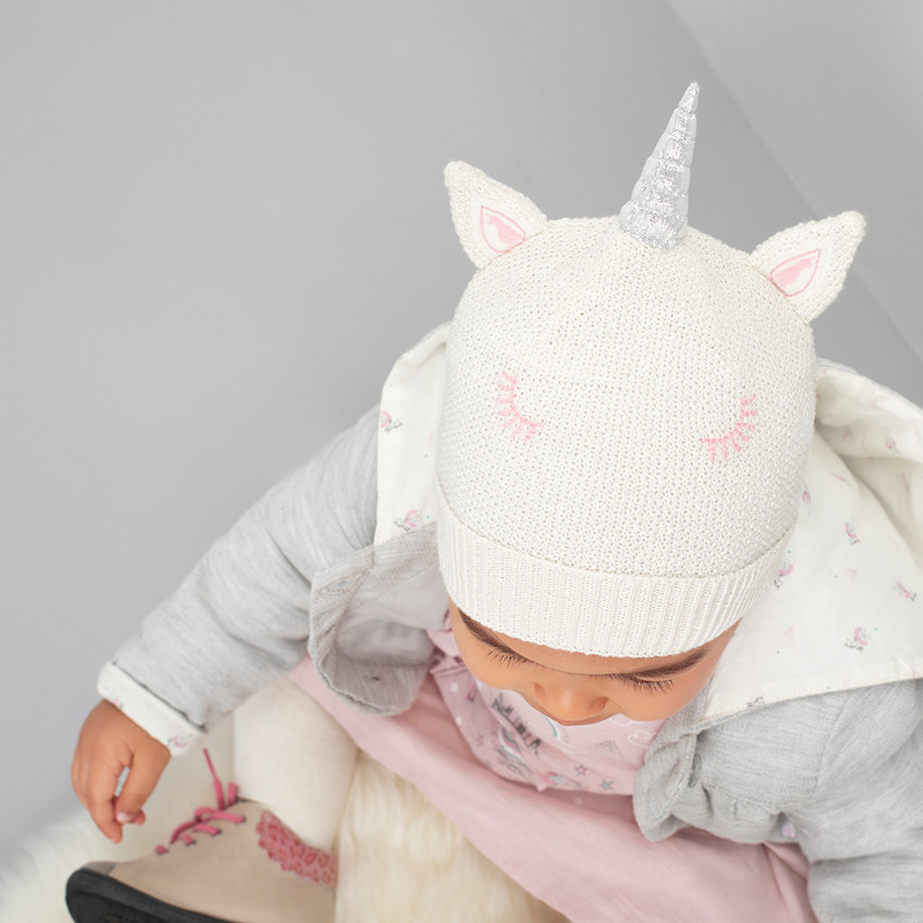 Gorro de punto de unicornio con forro de jersey 