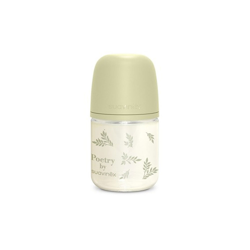 Biberón de vidrio con tetina fisiológica SX Pro S 120ml Poetry verde 