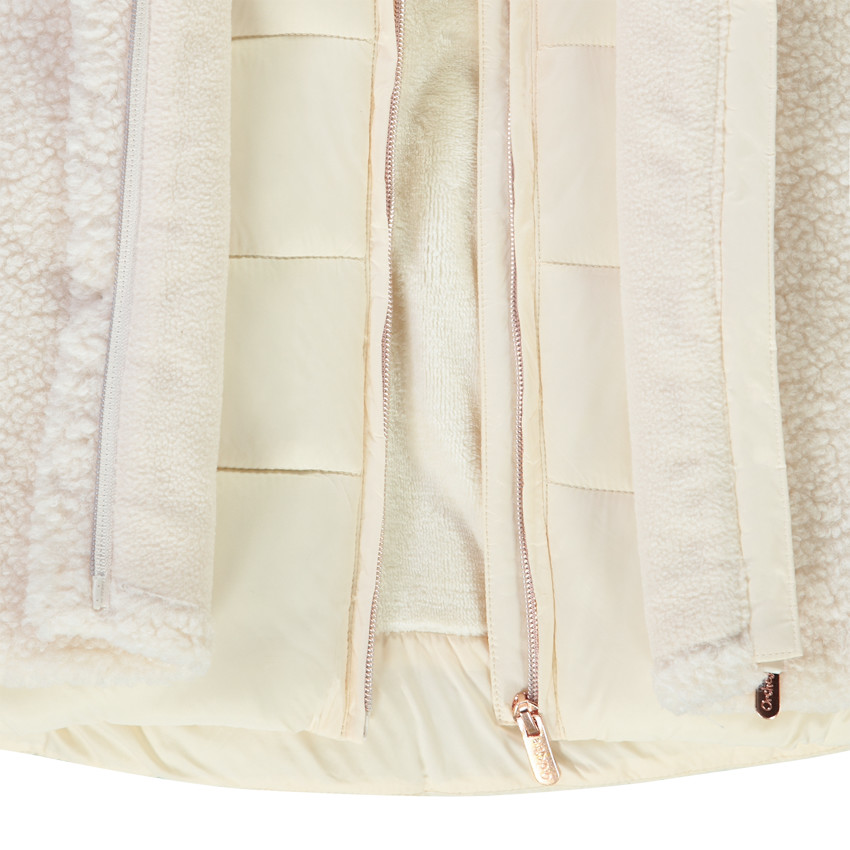 Veste bi-matière en toile et sherpa moutonné pour bébé fille Main Veste bi-matière en toile et sherpa moutonné pour bébé fille