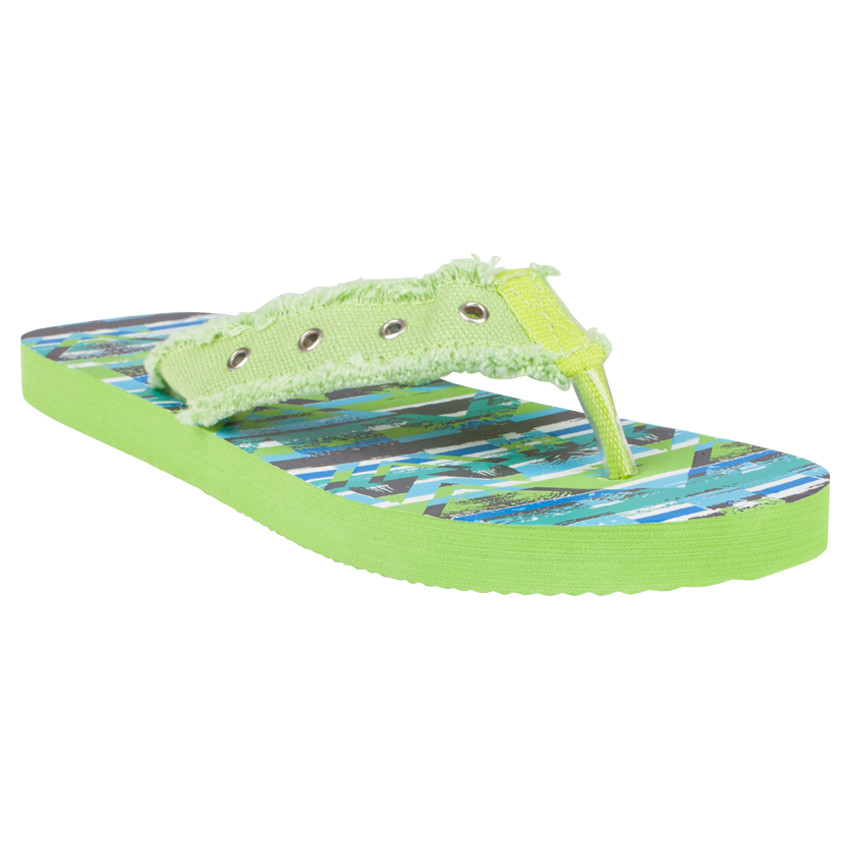 Tongs impresas gráficas con tira textil y ojales metálicos 