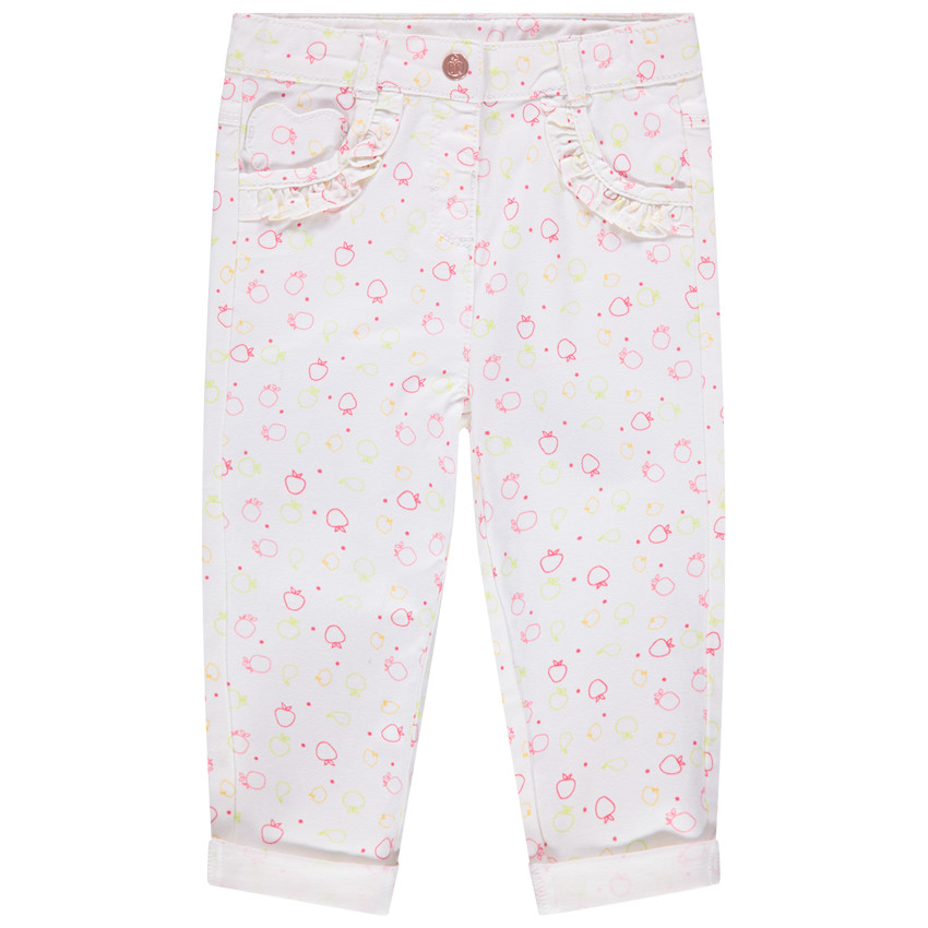 Pantalón con estampado all over con bolsillos con volantes 