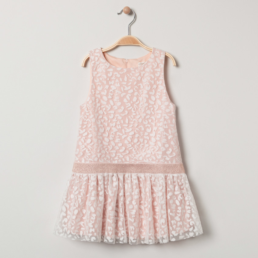 Robe de cérémonie sans manches en tulle motif léopard 