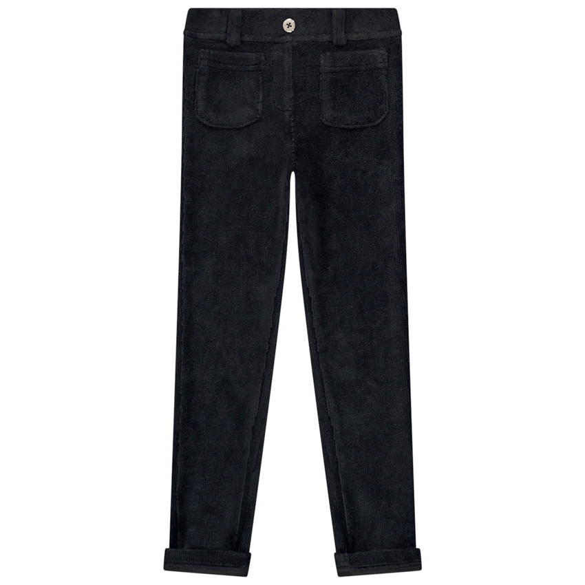 Jeggings de terciopelo lisos con bolsillos para niña 