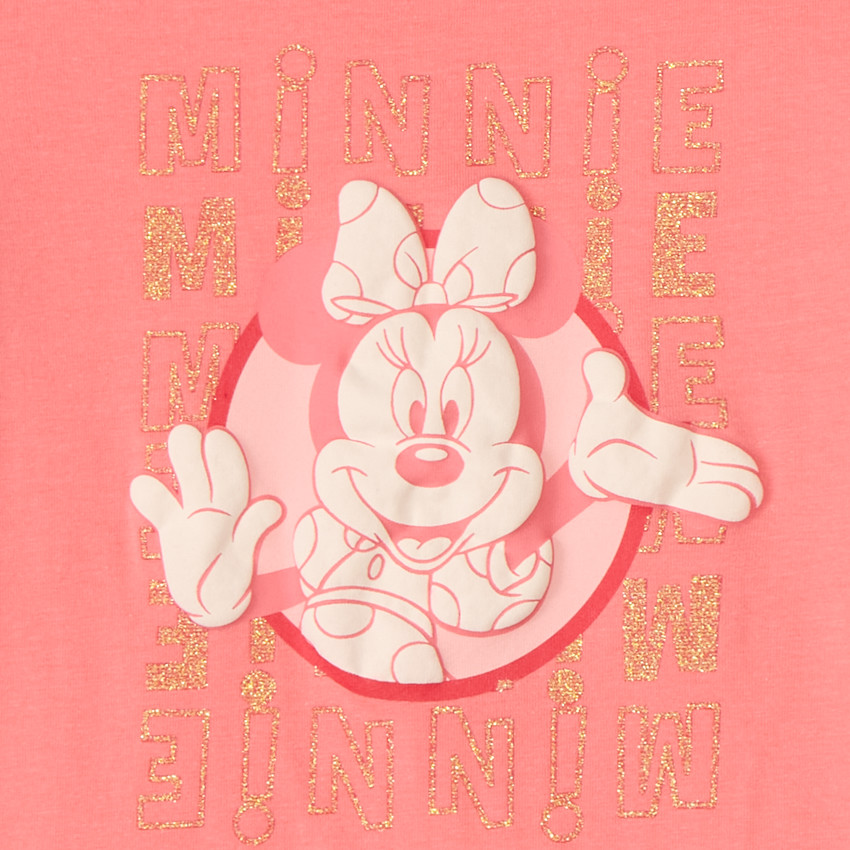 Camiseta de manga corta con estampado de purpurina de Minnie Disney niña 