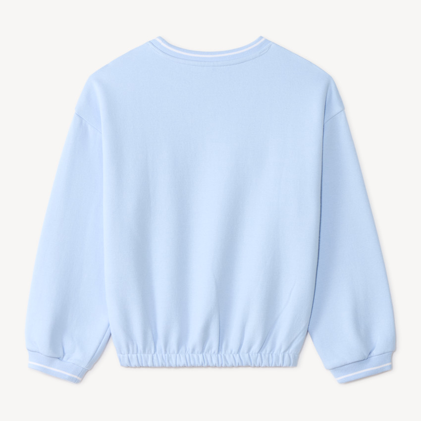 Sudadera niña con estampado de California y base elástica. 