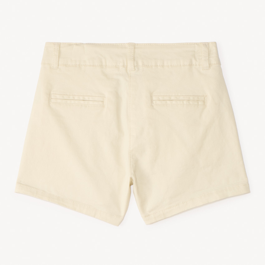 Short en twill liso efecto pinza para niña 
