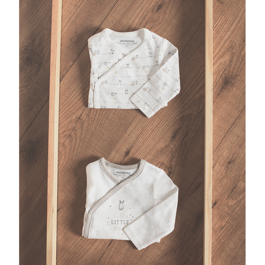 Juego de 2 bodies de manga larga de punto con estampados de fantasía 