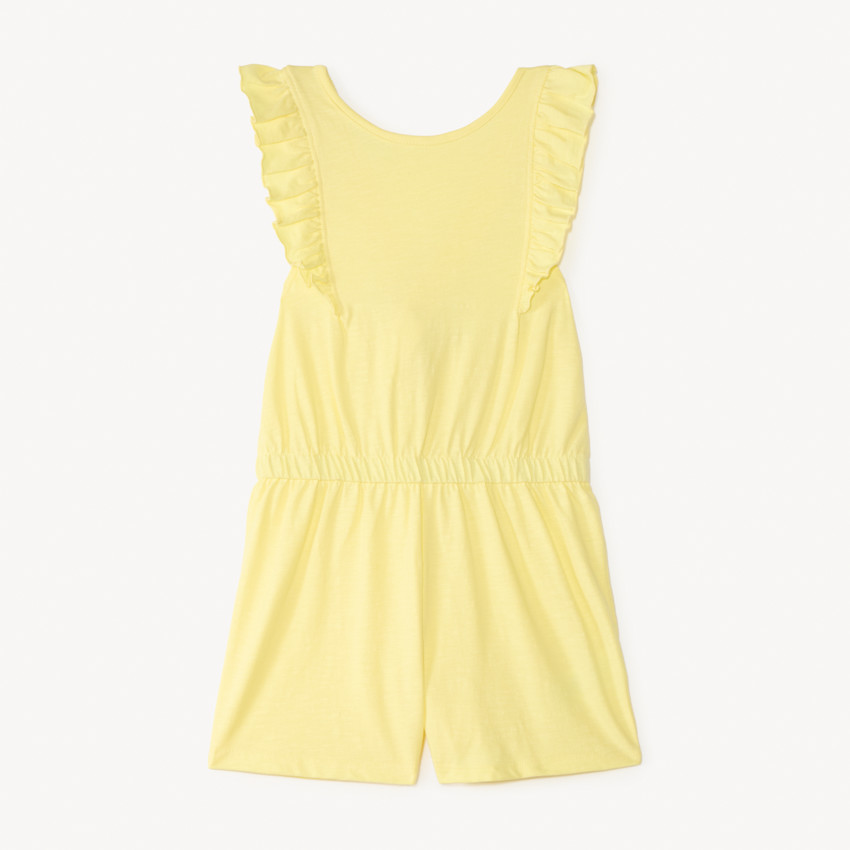 Mono de slub liso con tirantes con volantes para niña 