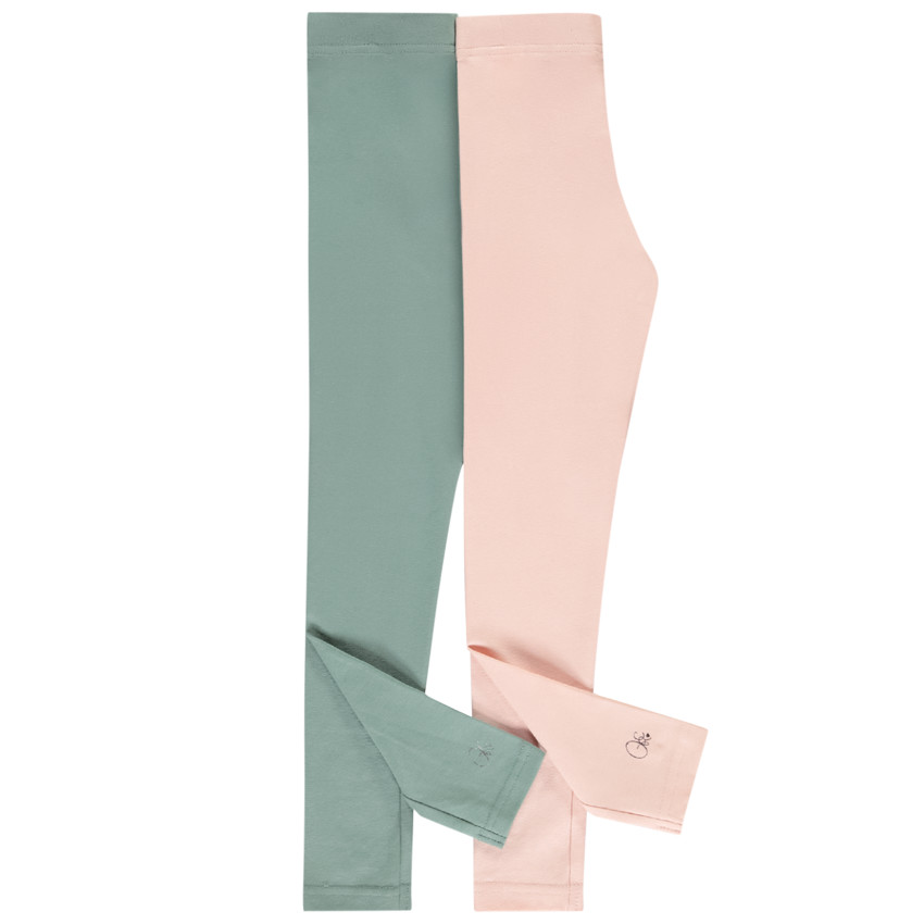 Lote de 2 leggings de punto liso para niña 