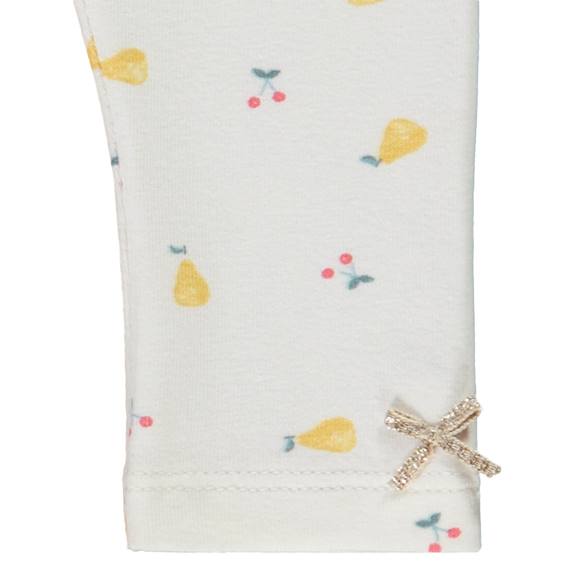 Conjunto de túnica doble de gasa de algodón para bebé niña + leggings con estampado de frutas 