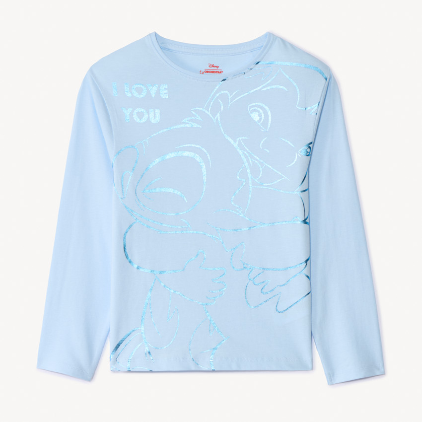 Camiseta de manga larga con estampado foil de Lilo & Stitch Disney para niña 