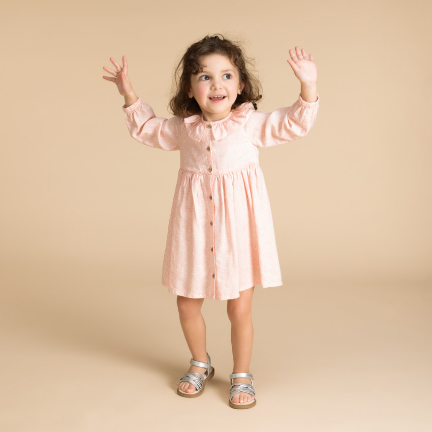 Vestido de manga larga con estampado moteado para niña bebé 