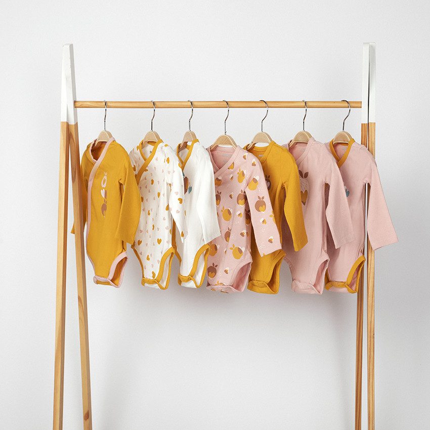 Pack de 7 bodies de manga larga de algodón para bebé niña 