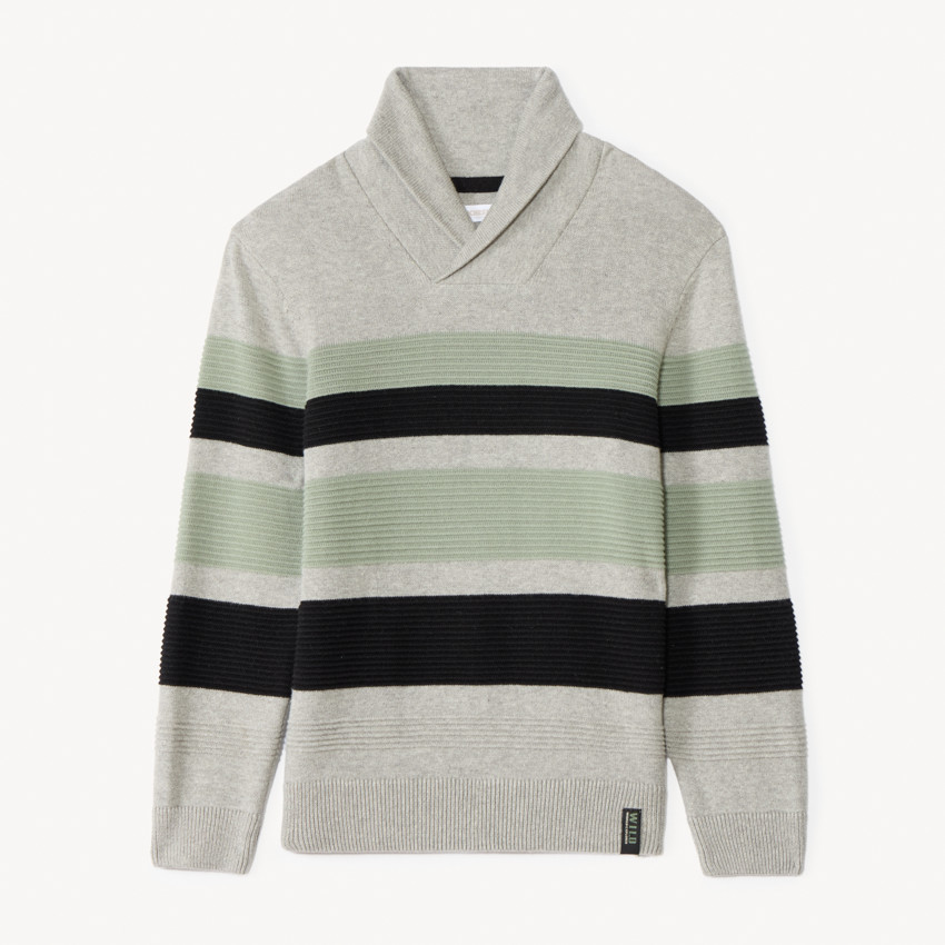 Jersey de punto a rayas con cuello chal para niño 