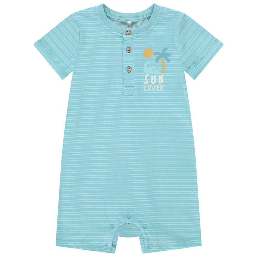 Pelele corto de rayas y estampado para bebé niño 