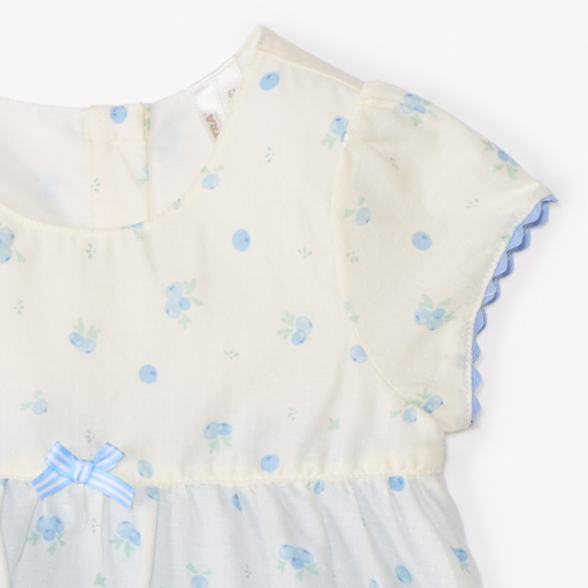 Ropa de niña bebé 2 en 1 con efecto de manga corta y estampado de arándanos. 
