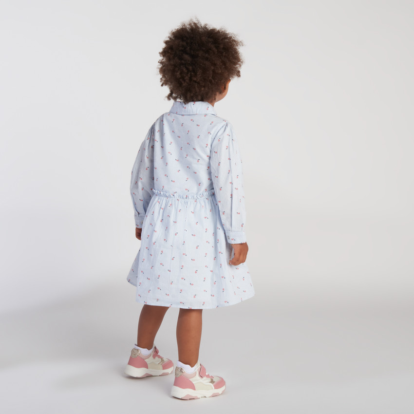 Vestido de manga larga a rayas con estampado de flores para bebé niña 