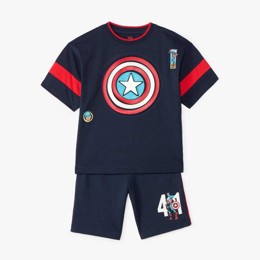 Conjunto de camiseta + bermudas de Captain America Marvel para niño 