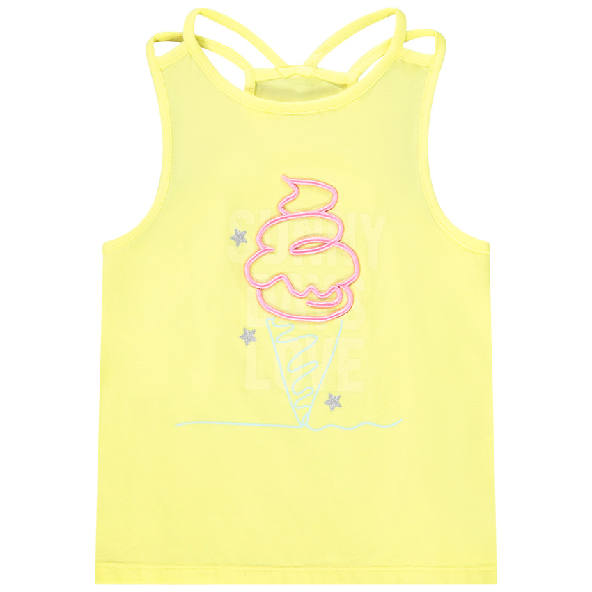 Camiseta de jersey con estampado fantasía y cinta niña 