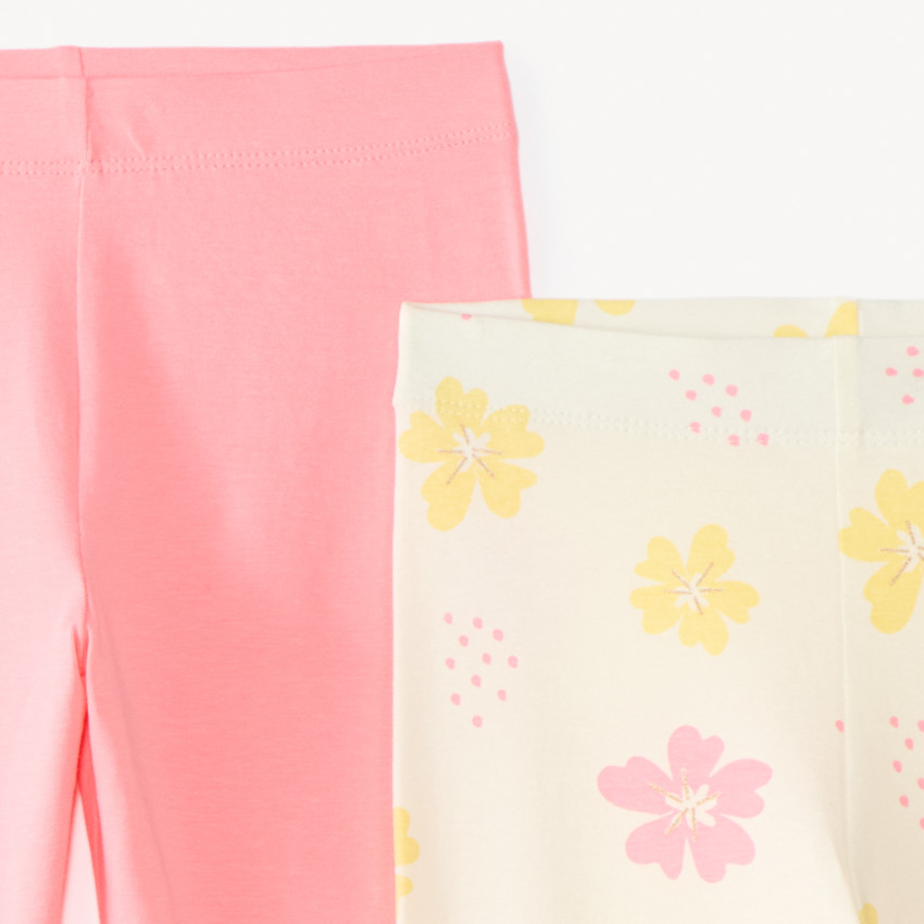 Lote de 2 leggings de jersey lisos y con estampados para niña 
