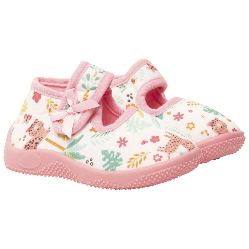 Pantuflas con velcro estampadas de jungla para niña bebé 