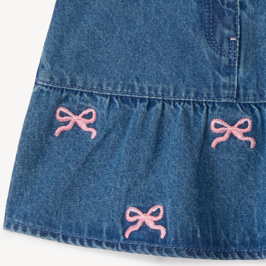 Falda de mezclilla con nudos bordados para niña bebé 