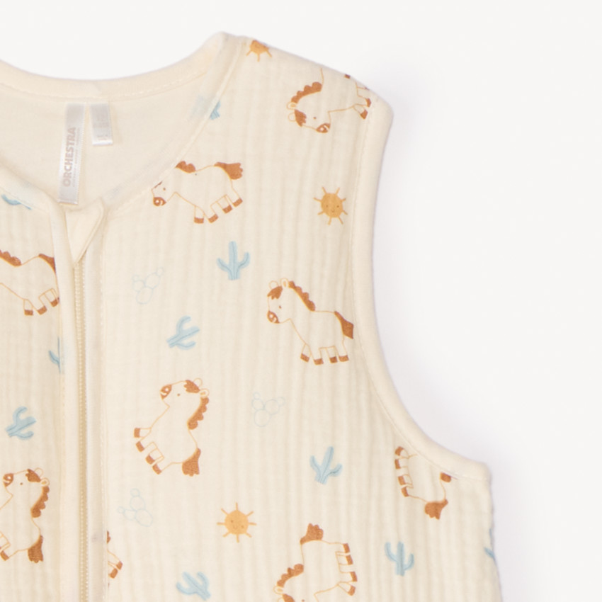 Saco de dormir TOG 2.5 de gasa impresa de caballos para bebé niño 