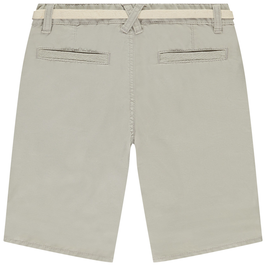 Bermudas lisas de tela con cinturón de lazo para niño 