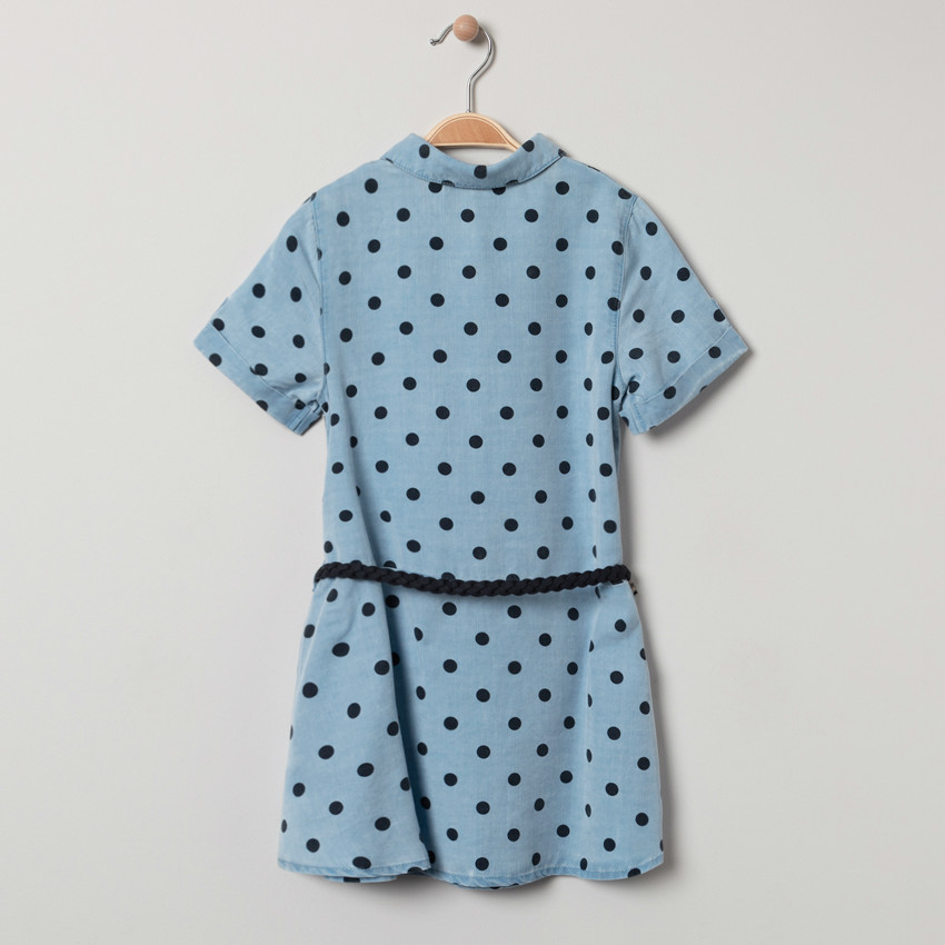 Vestido camisero manga corta estampado lunares all-over 