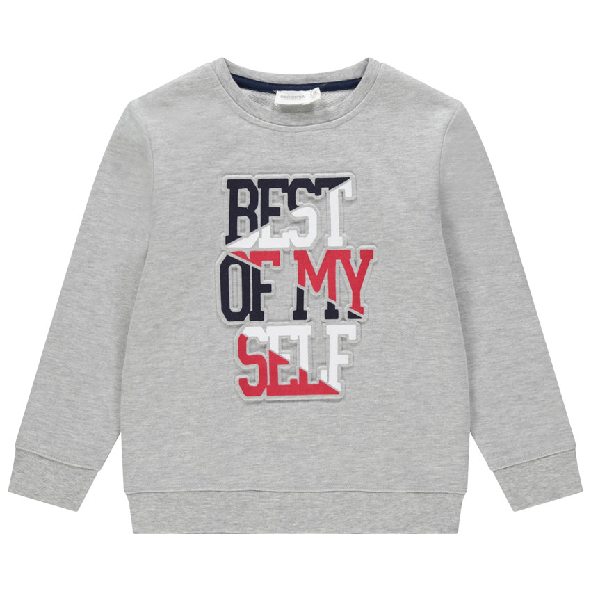 Sudadera felpa texto con relieve 