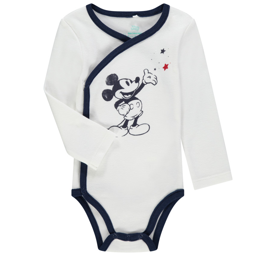 Body manches longues en coton pour bébé garçon print Mickey Disney 