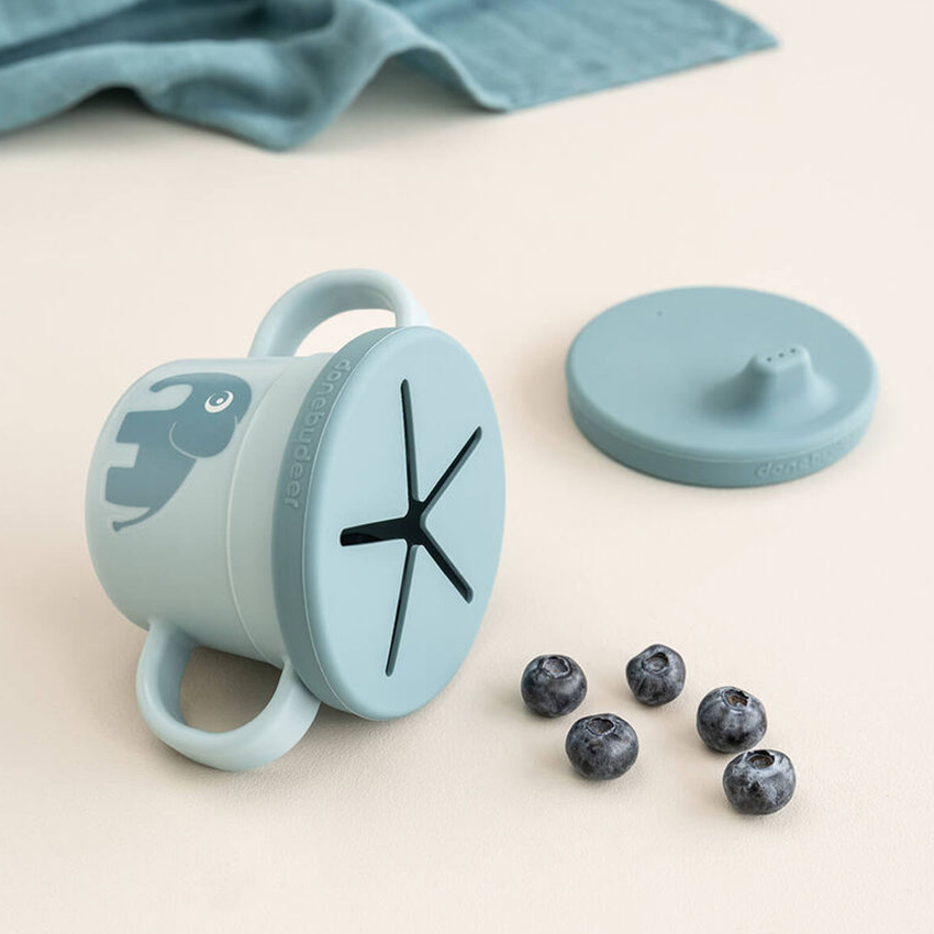 Taza de aprendizaje y porta snack 3 en 1 Foodie Elphee azul 