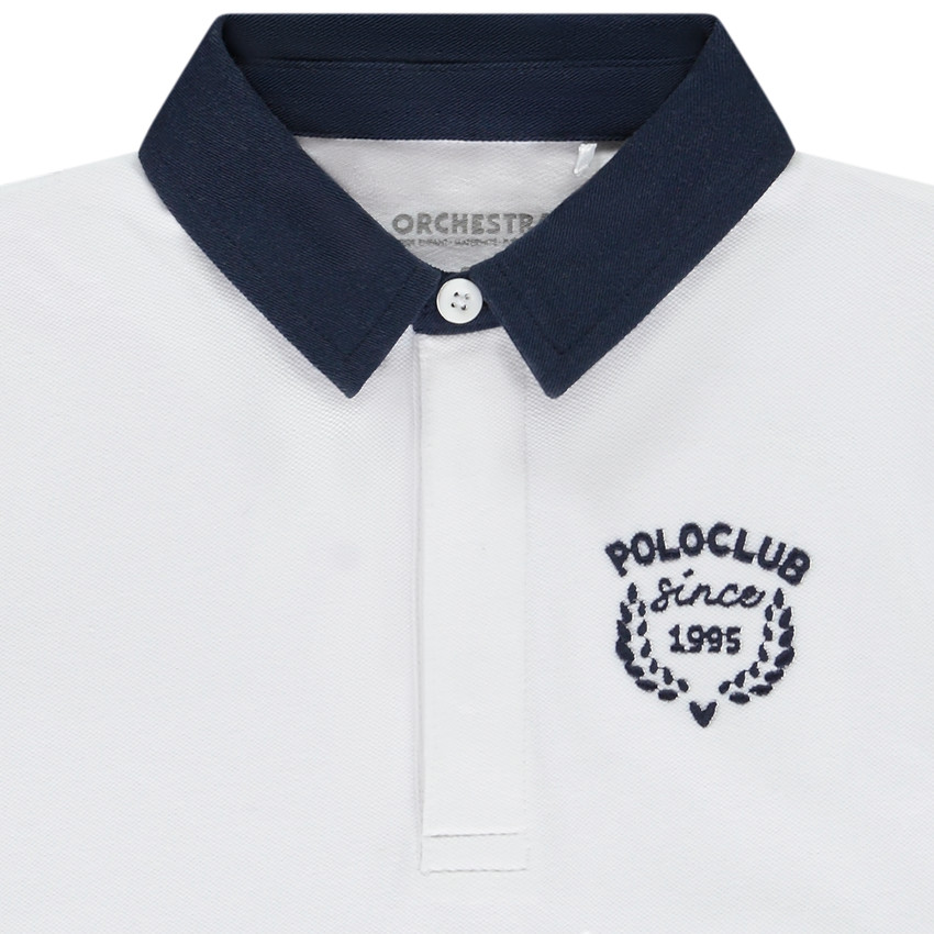 Polo de manga larga bicolor bordado para niño 