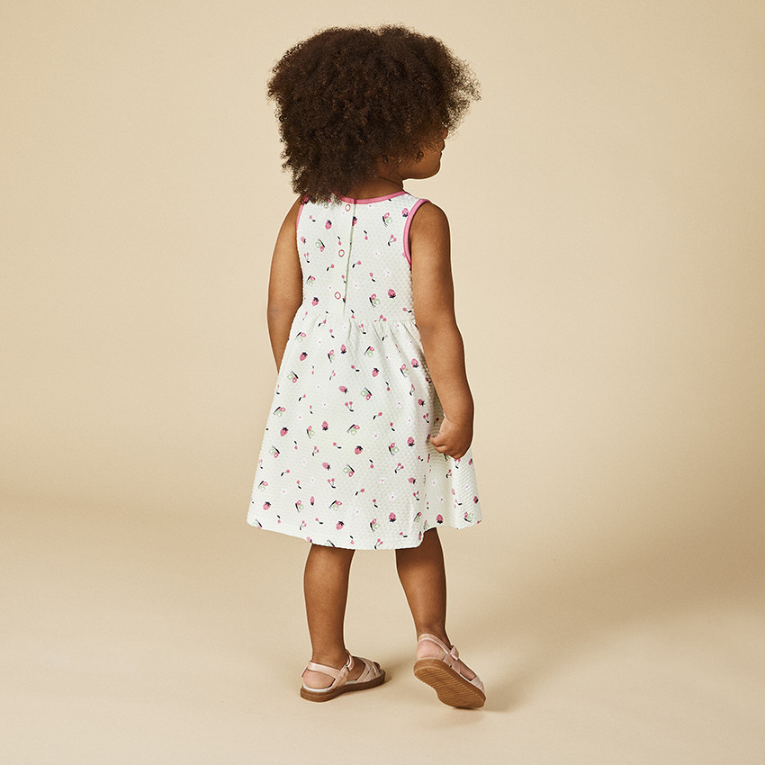 Vestido estampado fantasía en jersey cloqué para bebé niña 