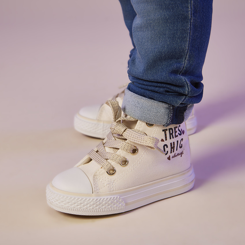 Zapatillas altas de lona con cremallera para bebe nina SAXO BLUES