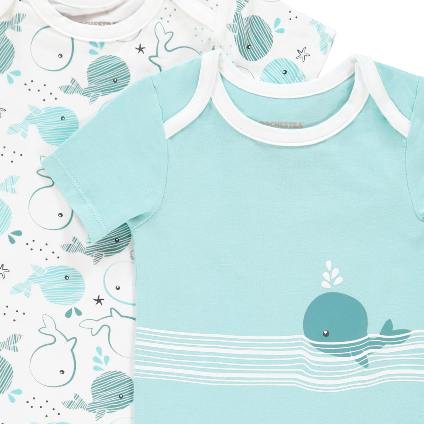 Pack de 5 bodies de manga corta estampados con ballenas para bebé niño  Additional Pack de 5 bodies de manga corta estampados con ballenas para bebé niño