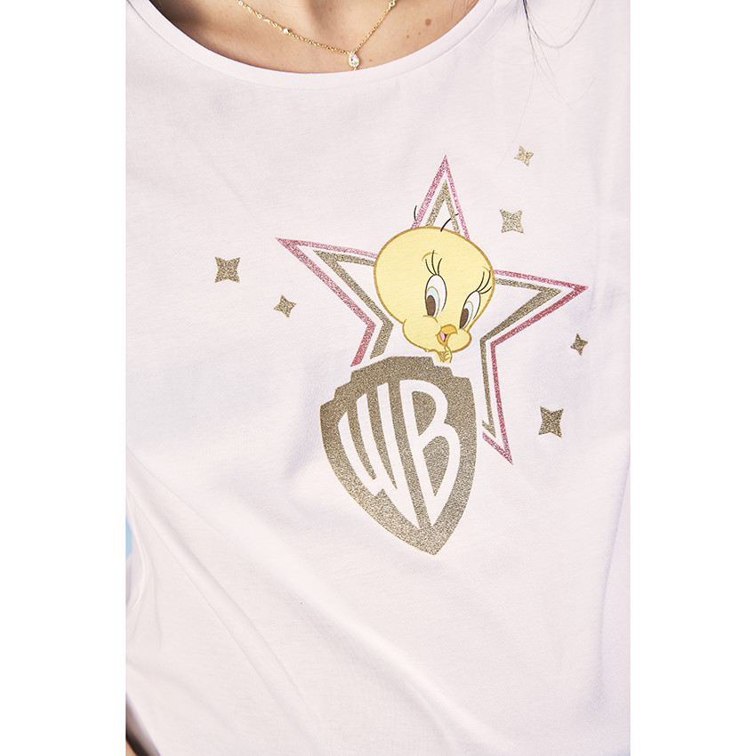 Camiseta de manga corta estampada Titi Warner Bros para mujer 