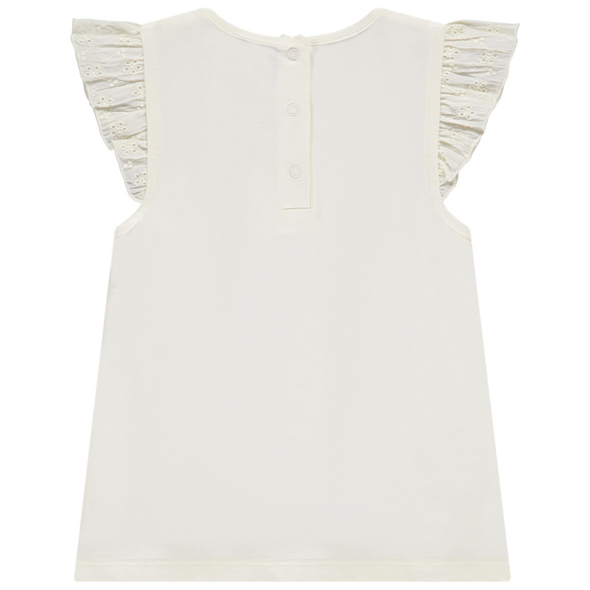 Camiseta de manga corta bordada con bolsillo para niña 