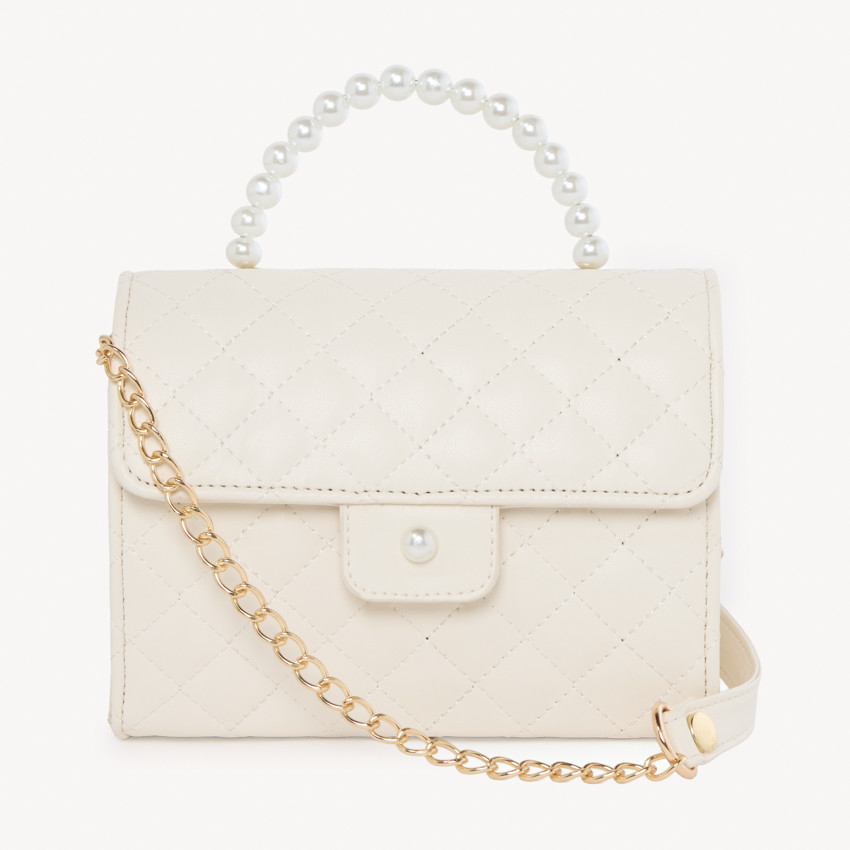 Bolso bandolera de efecto piel acolchado con perlas para niña 